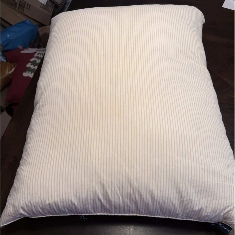 Ralph Lauren White Goose Down Feather Standard Pillow Vintage Striped USA